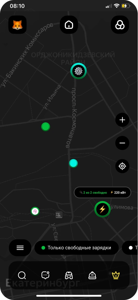 Экран 2Charges — Карта станций
